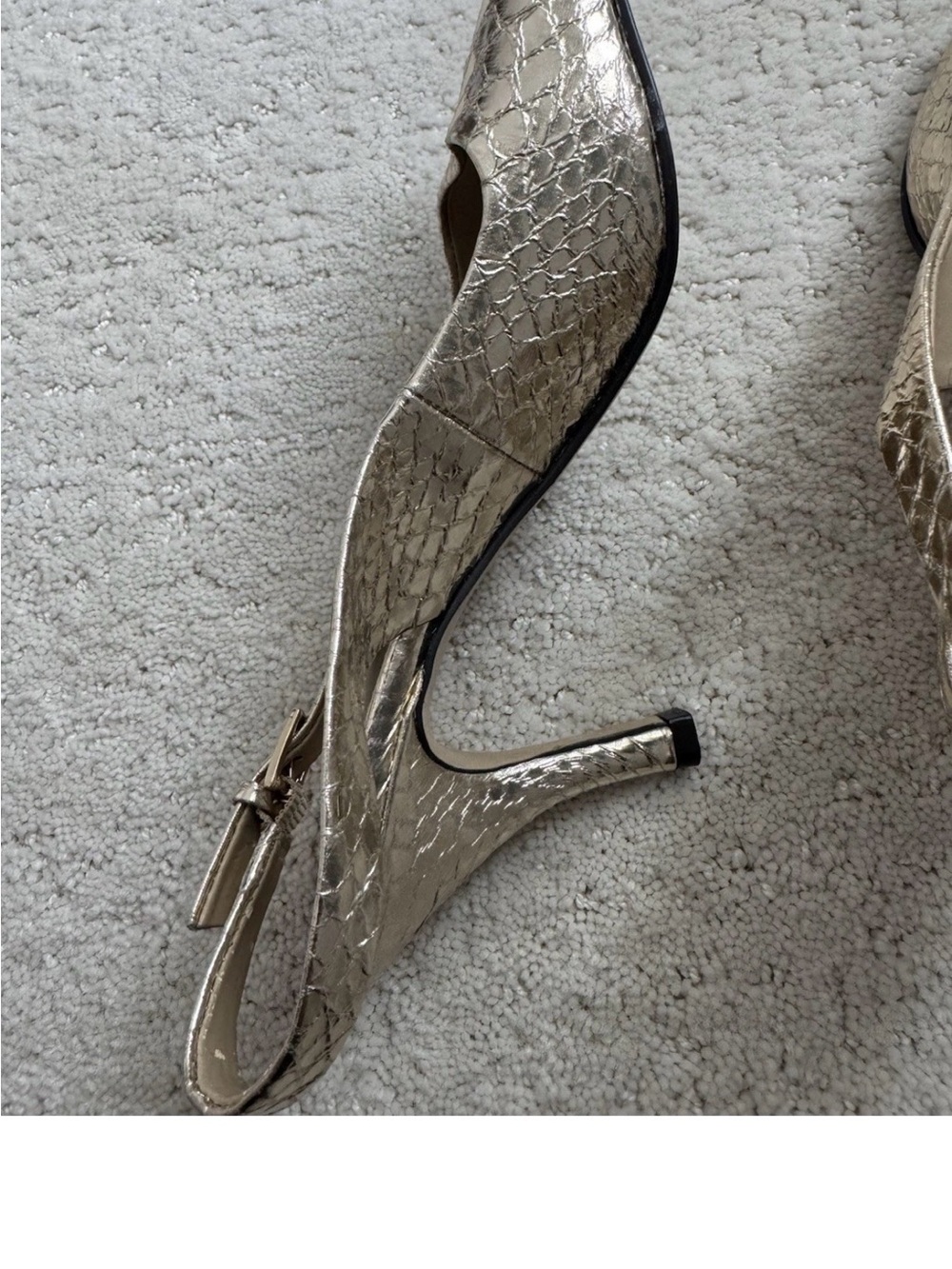 Tahari Gold Snakeskin Open Toe Slingback Stiletto Heels Womens 8 - Picture 7 of 7